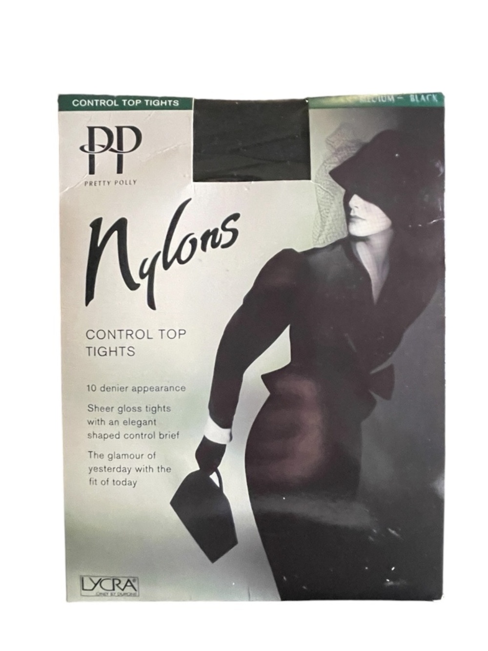 Pretty Polly Nylons Control Top Tights - Sheer Gloss Black Size 2 NEW